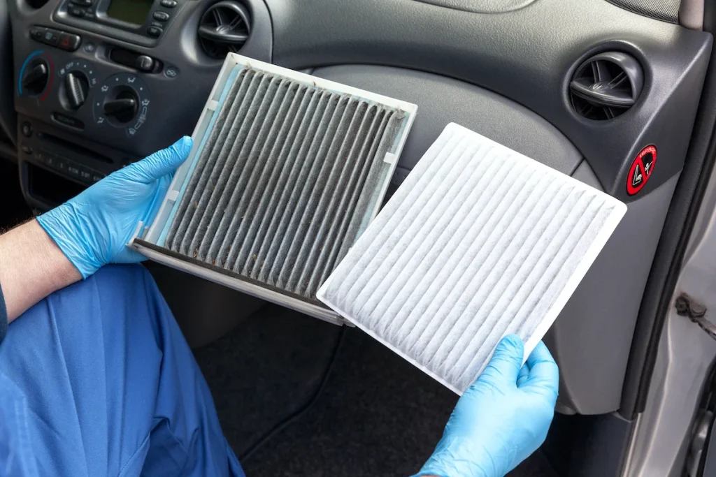 Dirty and clean cabin air filters